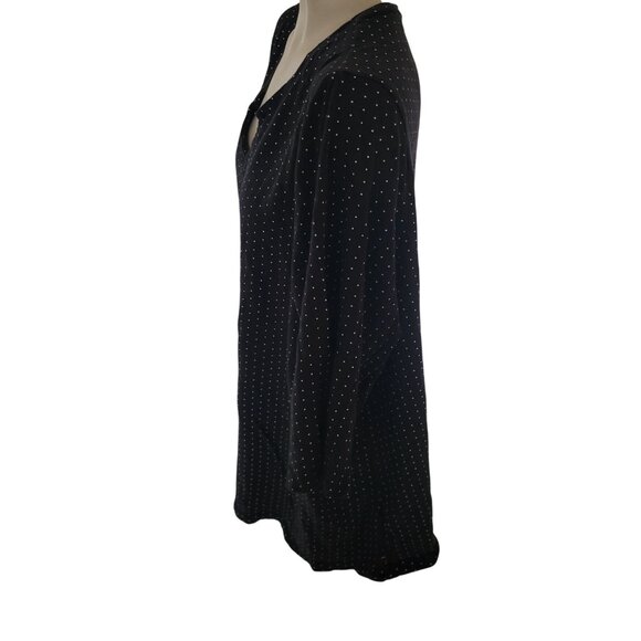 Catherines Black Polka Dot Tunic Top 2X 22/24W 3/4 Sleeves 100% Cotton Womens Bl - Picture 3 of 6